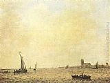Maas Canvas Paintings - View of Dordrecht from the Oude Maas